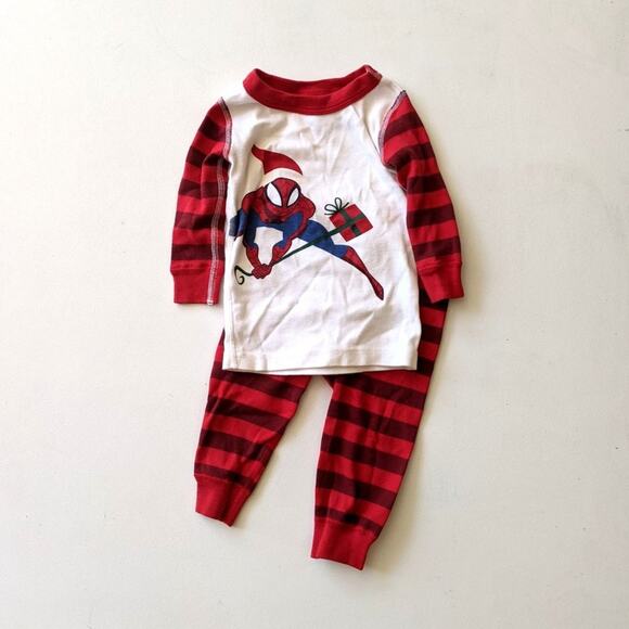 Hanna Andersson Pajamas Baby Boys Size 12-18m Spider Man Christmas - Picture 1 of 4
